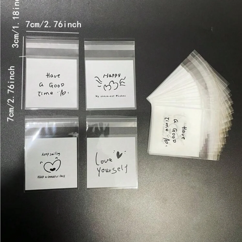 Cute Transparent Gift Small Bags with Positive Messages (50 pack)